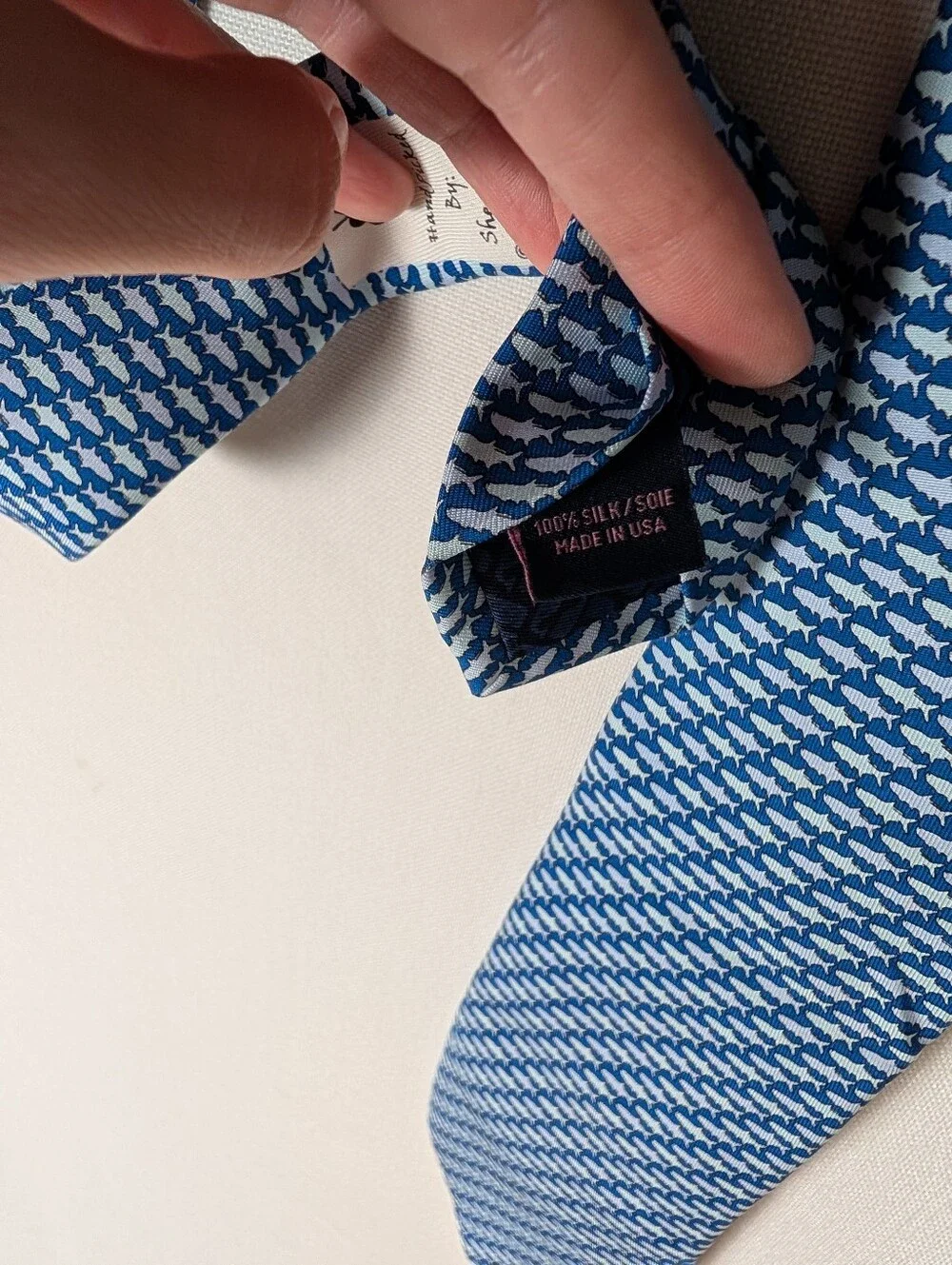 Vineyard Vines Silk Shark Print Blue Tie Handpicked By Shep And Ian